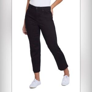 Seven 7 Womens Jeans Tower Straight Crop Black Size 10 Raw Hem High Waist